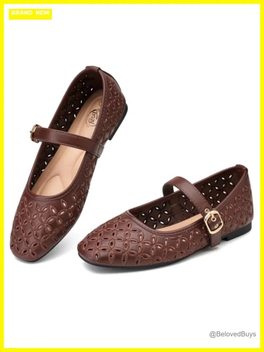 Breathable Cutout Mary Jane Flats with Memory Foam Cushioning and Adjustable